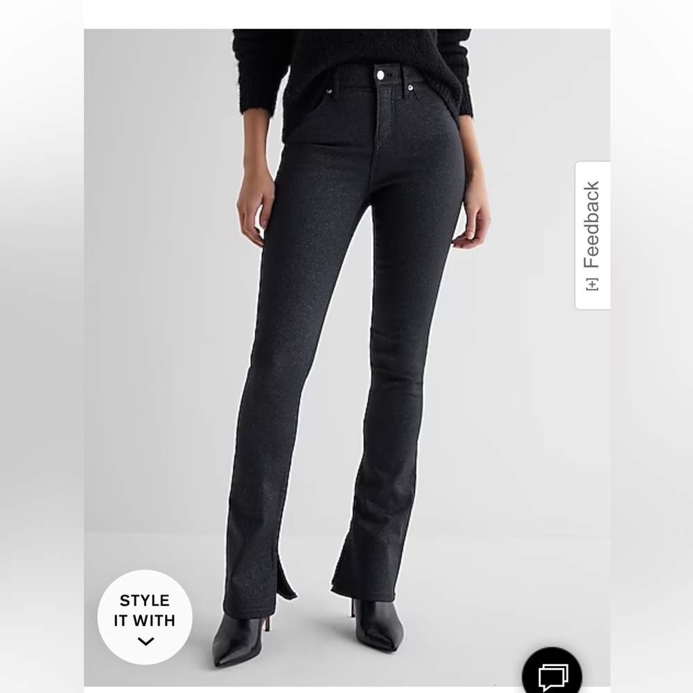 NWT Express MID RISE BLACK SPARKLE SKYSCRAPER JEANS